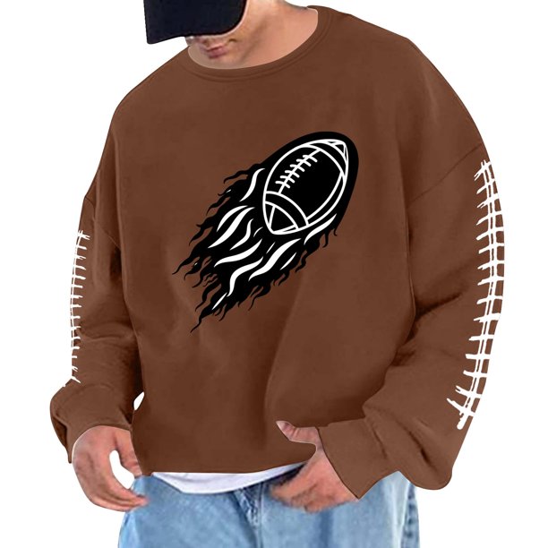 Sudadera sin capucha para hombre, cuello redondo, sudadera deportiva con estampado de fútbol, jersey de manga larga, blusa de poliéster para hombre