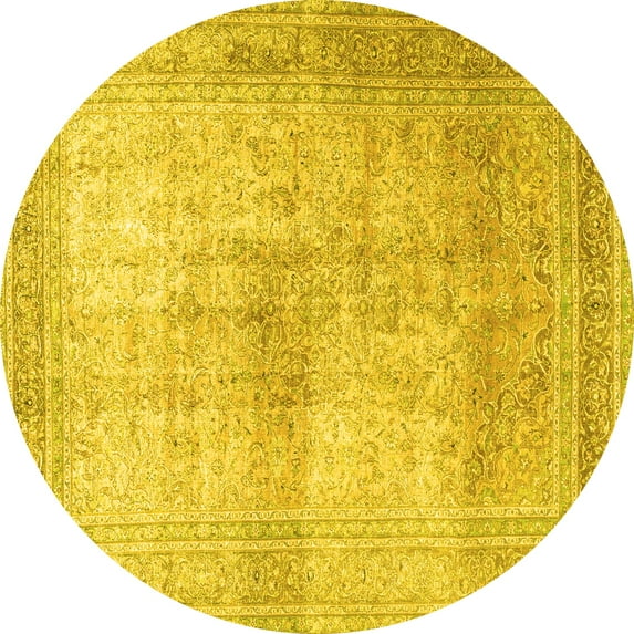 Ahgly Company Indoor Round Persian Yellow Traditional Area Rugs, 4' Round