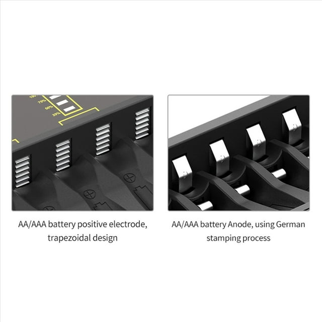 5X Cargador de BateríA Pantalla LCD Cargadores Inteligentes Inteligentes de 8 Ranuras para BateríAs Recargables AA / AAA NiCd NiMh AA AAA Cargador
