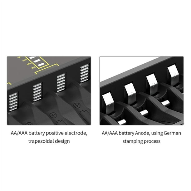 5X Cargador de BateríA Pantalla LCD Cargadores Inteligentes Inteligentes de 8 Ranuras para BateríAs Recargables AA / AAA NiCd NiMh AA AAA Cargador