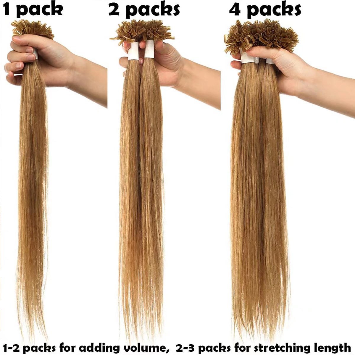 MY-LADY 100S Nail U Tip Fusion 100% Remy Human Hair Extensions Keratin Pre Bonded Hairpiece Straight 0.5g/s, #1B Natural Black, 22inch