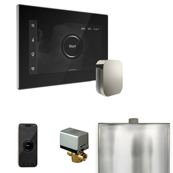 Mr Steam XButler Steam Shower Ctrl Pkg w/iSteamX Control and Steamhead in Black Polished Chrome