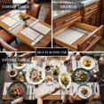 thumbnail image 3 of Orange, Placemats for Dinning Table Set of 6, Modern Abstract Geometric Patchwork Stripes Art Burlap Kitchen Place Mats Waterproof Cloth Table Mats, Indoor Outdoor Placemats Easy Clean Dinner Decor, 3 of 8