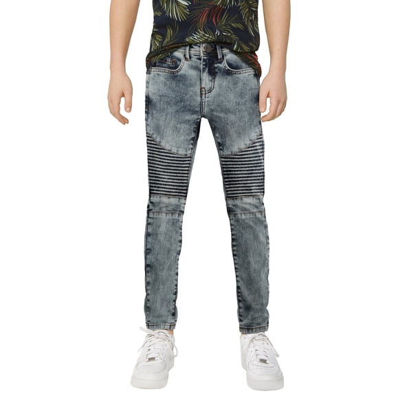 X RAY JEANS Little Boy's Stretch Moto Jeans, Bleach, 6