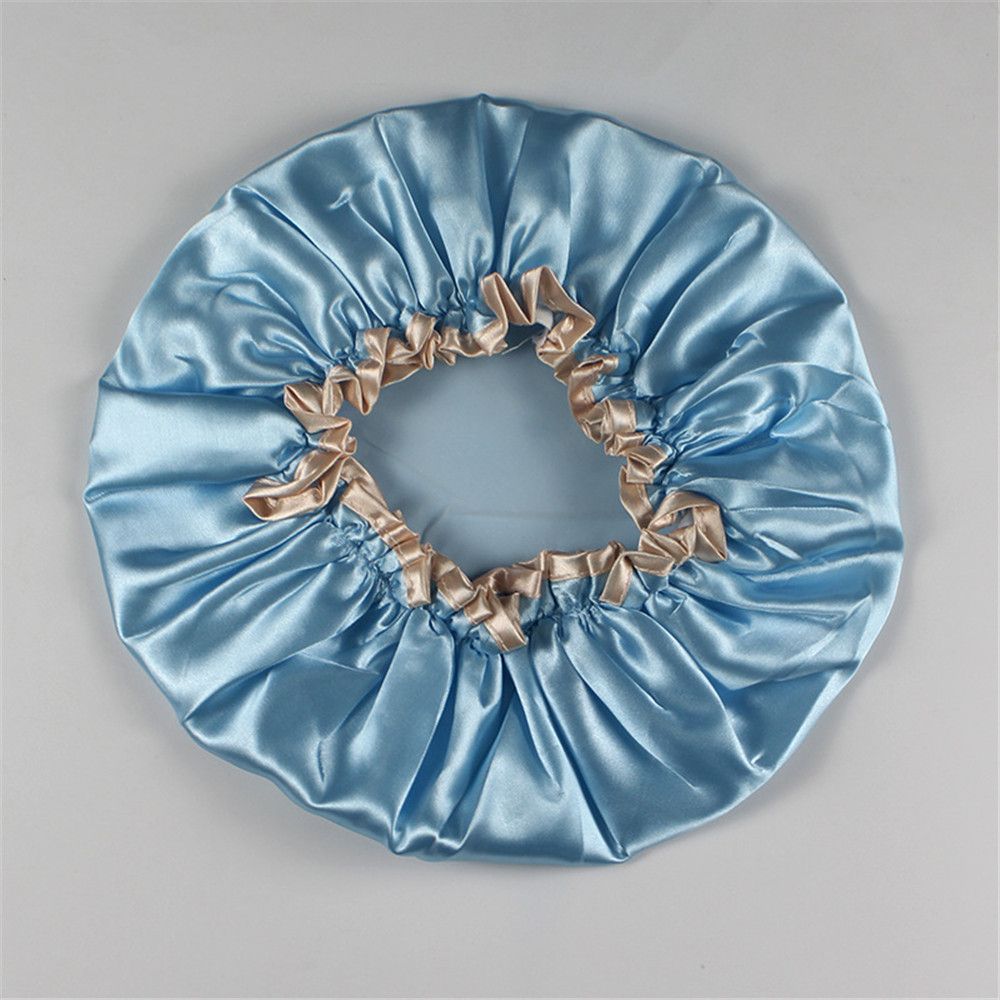 Reusable Thickened Elastic Waterproof Shower Cap Sleep Cap Bath Hat Head Hair Cover BLUE