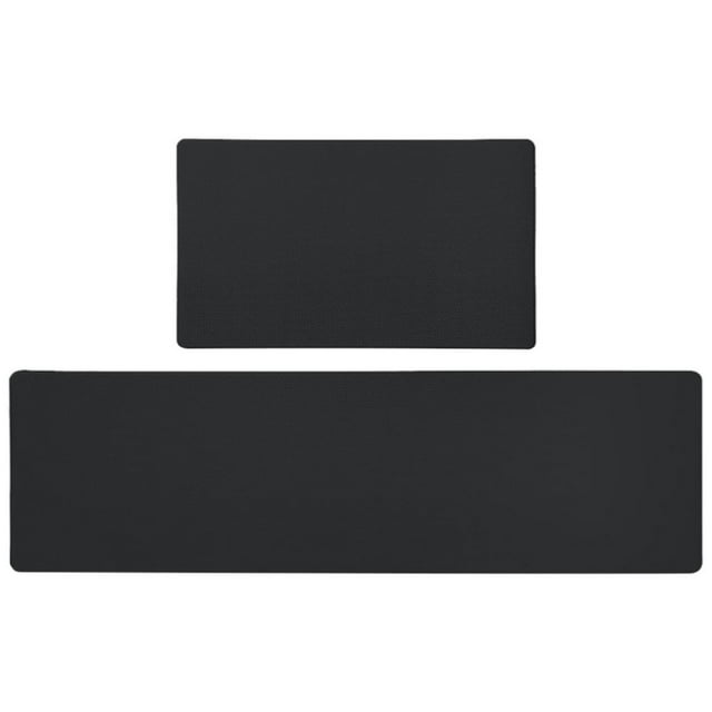 Alfombra de cocina de PVC, gruesa, antifatiga, acolchada y antideslizante Negro 2 Piezas