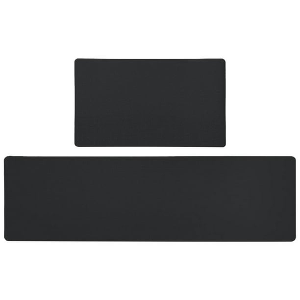 Tapete de cocina, tapete de pie, tapete cómodo para el suelo, tapete antifatiga de PVC para baño Negro 2 Piezas