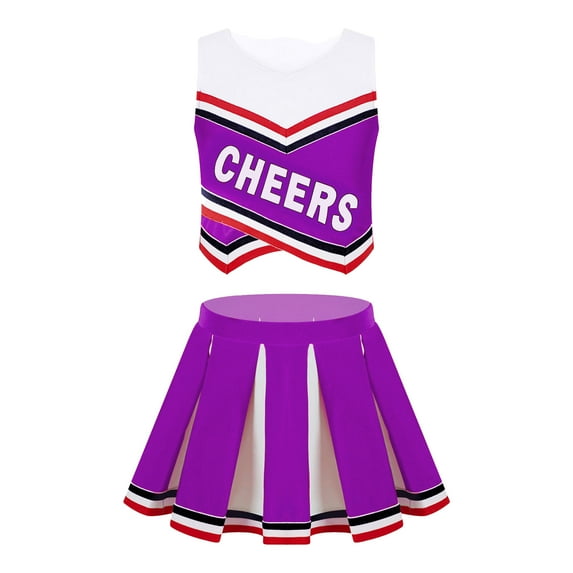 Alvivi Kids Girls Cheerleading Costume Outfit Crop Tops Pleated Pleated Skirt Set 6-16
