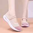 thumbnail image 4 of Soft Lightweight Grid Pattern Fly Knit Mary Jane Walking Shoes for Ladies, Breathable Casual Wedge Trainers with Cushioned Arch Support Insole, 4 of 4