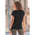 thumbnail image 3 of LASCANA Women's Ribbed Short Sleeve Top Textured Stitching, 3 of 6