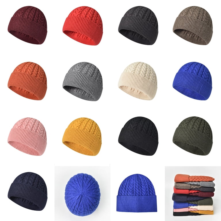 Unisex Beige Blue Warm Fleece-Lined Knit Beanie Skull Cap for Cold Weather Sukeen Winter Beanie for Men Women Fleece Lined Soft Warm  main image 3