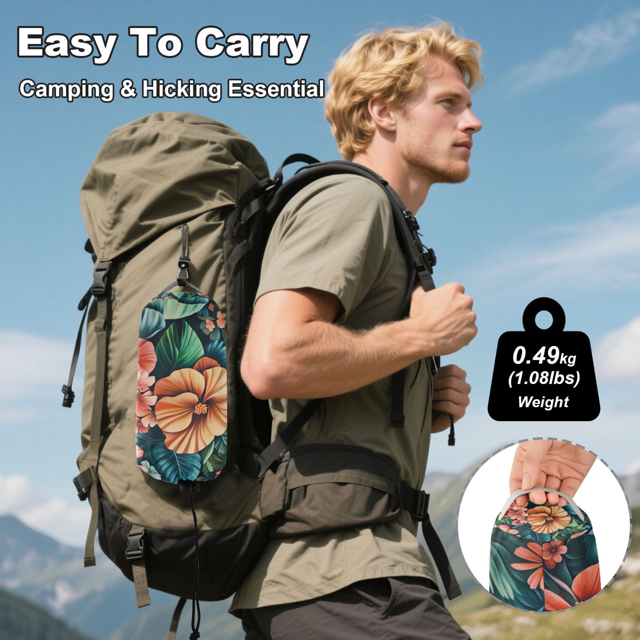 Portable Outdoor Camping Hammock Travel Hammock Ideal for Backpacking, Hiking, and Travel Multicolor Painting Flowers