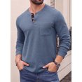 thumbnail image 4 of JWD Mens Long Sleeve Henley Shirt Casual Button Neck T Shirt Soft Lightweight Crew Neck Tee with Chest Pocket Blue L, 4 of 6