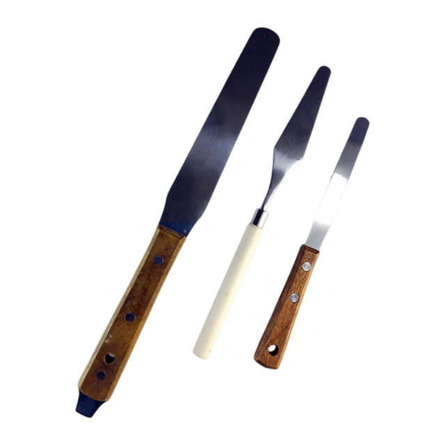 Pintura de 3 piezas Pintura de cuchillo Mezcla Manejo de madera Mezcla Mezcla de herramientas de arte Knives de paleta de arte para arte Mezcla de