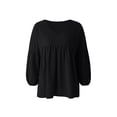 thumbnail image 1 of Sunloudy - Camiseta de verano con cuello en V para mujer, casual, manga larga, color sólido, túnica holgada Sunloudy  moda, 1 of 10