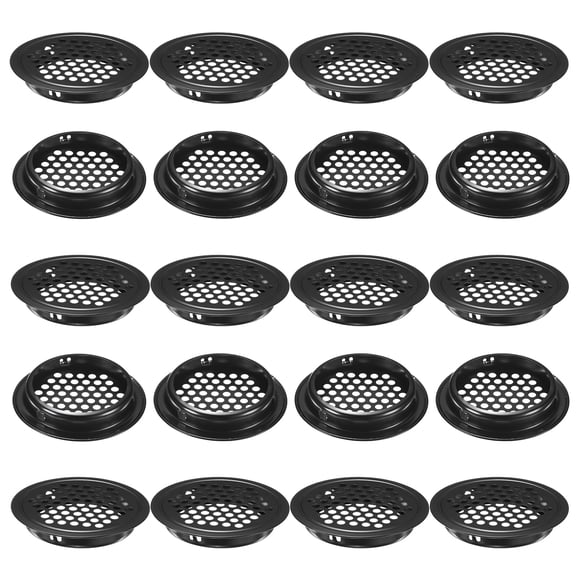 Uxcell Paquete de 20 Respiraderos Circulares de Soffit, 50mm/1.97 Pulgadas Respiraderos Redondos de Acero Inoxidable con Rejilla para Baño Hogar/ Oficina/Cocina/Armario/Guardarropa [Negro]