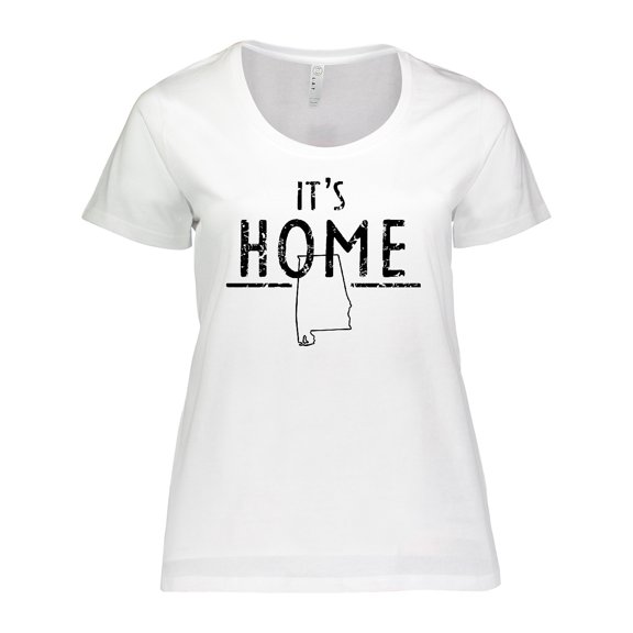 Inktastic It's Home- Alabama State Outline DIstressed Text Women's Plus Size T-Shirt