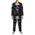 thumbnail image 3 of Disketp Butterfly Flower Skull Mens Pajama Set, Soft Warm Long Sleeve Sleepwear, Cozy Button-Down Pjs for Men-Medium, 3 of 7