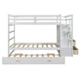 thumbnail image 3 of Twin Over Twin Bunk Bed with Trundle and Staircase, Solid Wood Bunk Bed Frame with 4 Storage Drawers and Guardrails, No Box Spring Needed, 3 of 7