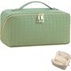 thumbnail image 1 of Large Cosmetic Bag PU Leather Makeup Bag Storage Makeup Bag For Women Girls 2 Layer Travel Toiletry Bag With Handle Divider Large Opening Metal Zipper, 1 of 4