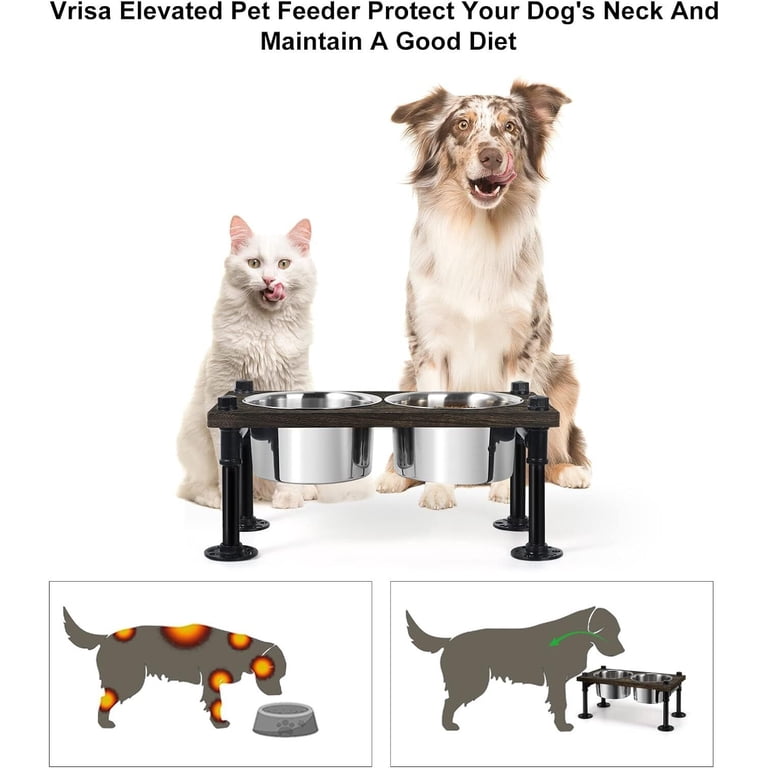 Elevated Dog Bowls Raised Stand Pet Feeder Food Water Bowls Stainless Steel  - Walmart.com