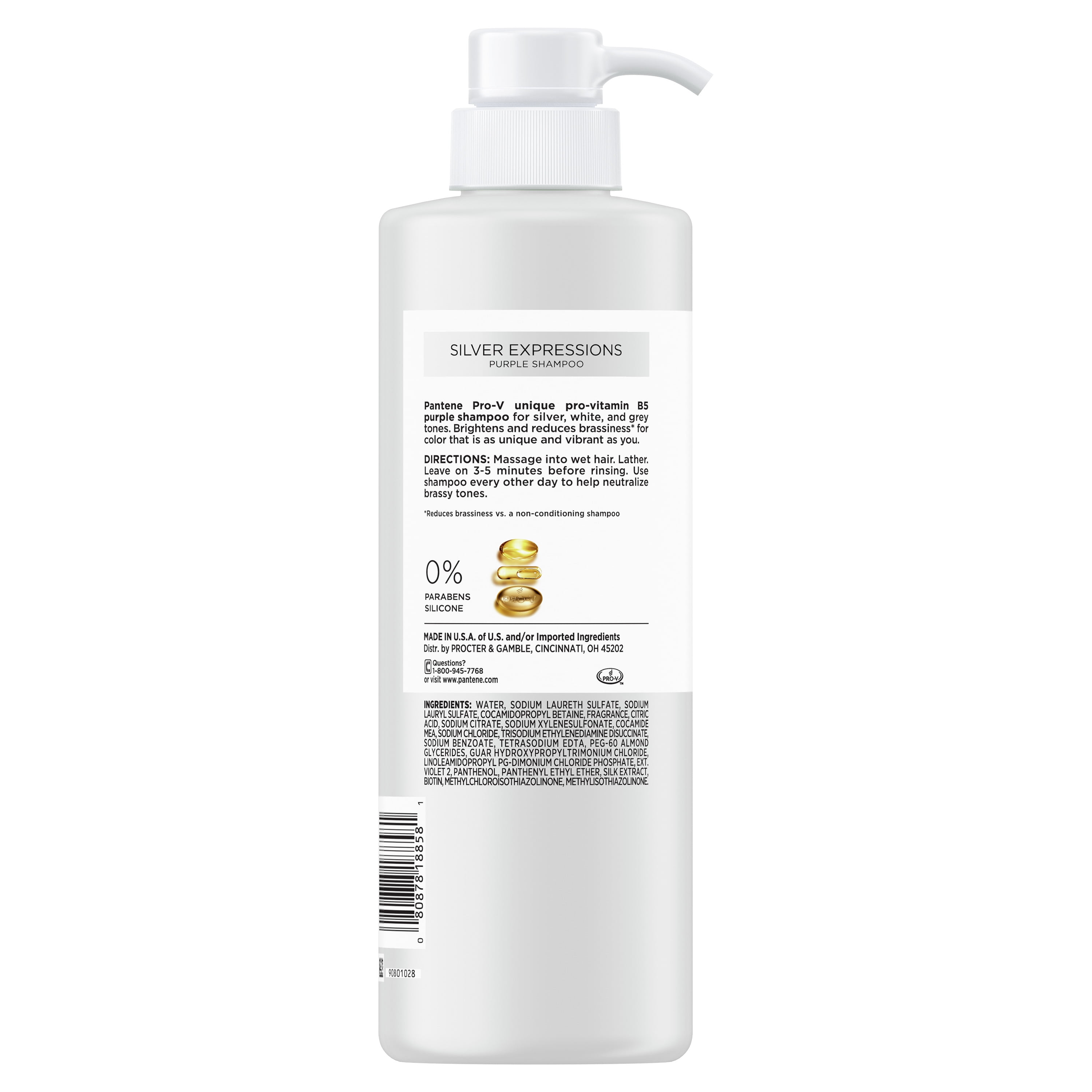 Pantene Pro-V Shine Enhancing Silver Expressions Purple Shampoo with Lotus Flowers Scent, 17.9 fl oz