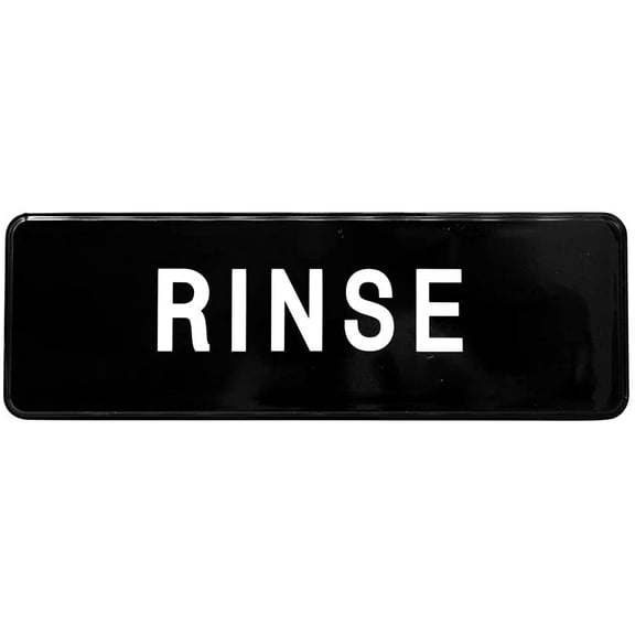 [1 Pack] Rinse Plastic Sign - Removable, Weather Proof, Office Stickers, Safety Office Stickers, Bathroom Sign, Kitchen Sign, Required Signs, Business Black Rinse Plastic Sign 9 x 3 inches