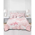 thumbnail image 2 of Quilts Twin Size Bedding Set, Coastal Pink Lightweight Quilted Comforter, Ocean Coral Starfish Shell Modern Sea Soft Reversible Bedspread Coverlet with Pillow Covers for All Season, 68" x 86", 2 of 7