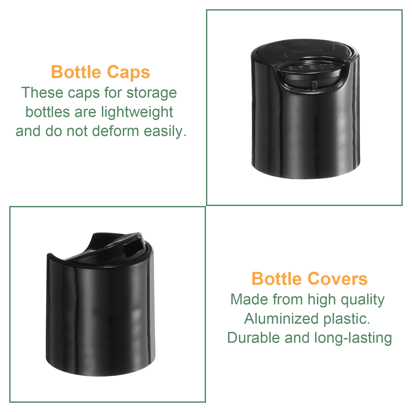 Unique Bargains Disc Top Caps Replacement Press Caps Lids for Squeeze Bottles 18/410 Black
