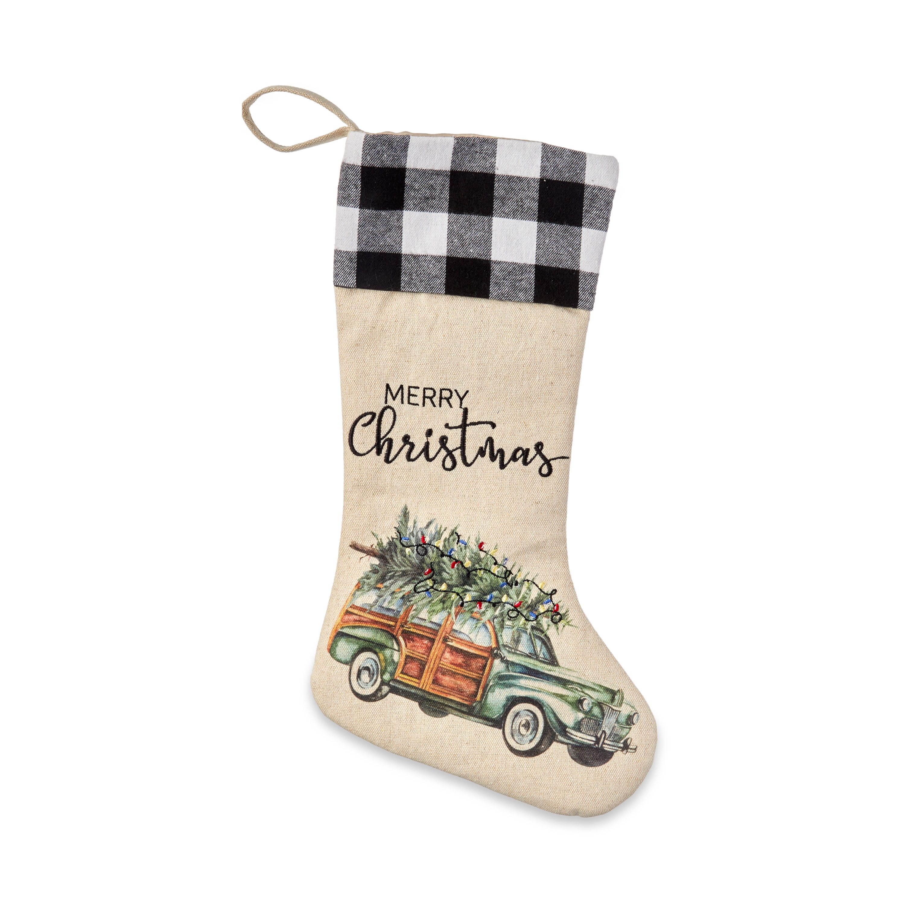 Holiday Time Green Truck Christmas Stocking, 20"