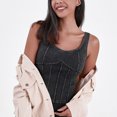 thumbnail image 5 of vigerkar Denim Corset Top for Women Going Out Jean Crop Tank Tops Trendy Sleeveless Slim Fit Workout Top (Dark Gray, S), 5 of 7