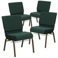 thumbnail image 2 of BizChair 4 Pack 21''W Church Chair in Hunter Green Dot Patterned Fabric with Book Rack - Gold Vein Frame, 2 of 9