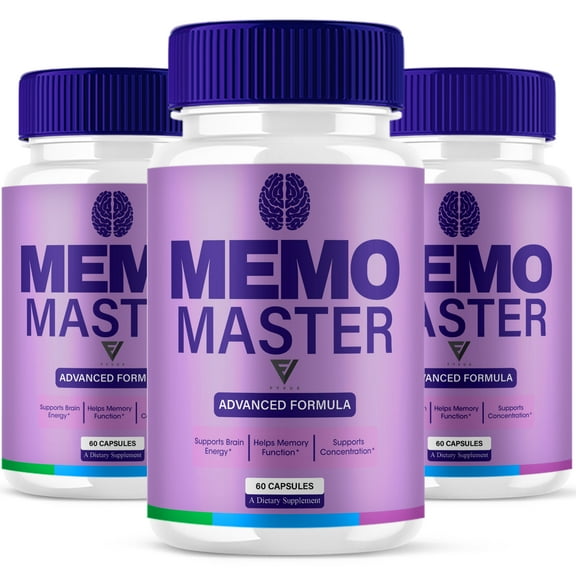 (3 Pack) Memo Master Premium Memory Support Supplement MemoMaster Pills, Memo Master Multivitamin Supplement (180 Capsules)
