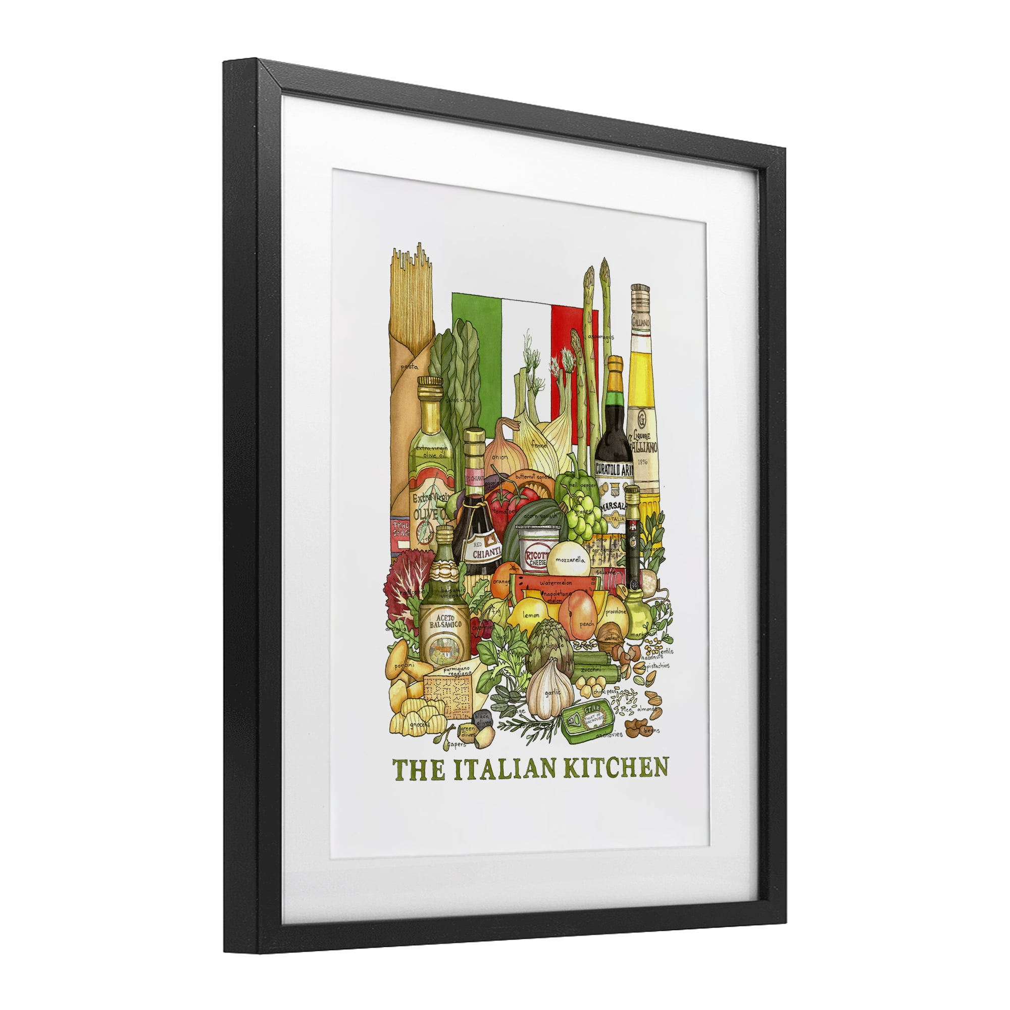 Stupell Industries Italian Kitchen and Food Black Framed Print Under Glass, design by Nancy Overton