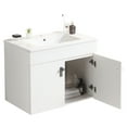 thumbnail image 3 of 30" Bathroom Vanity With White Ceramic Basin - Solid Wood, Metal Leg, 2 Soft Close Doors, Water Use Design Look & Leg Compact Water-, Modern Style, 3 of 7