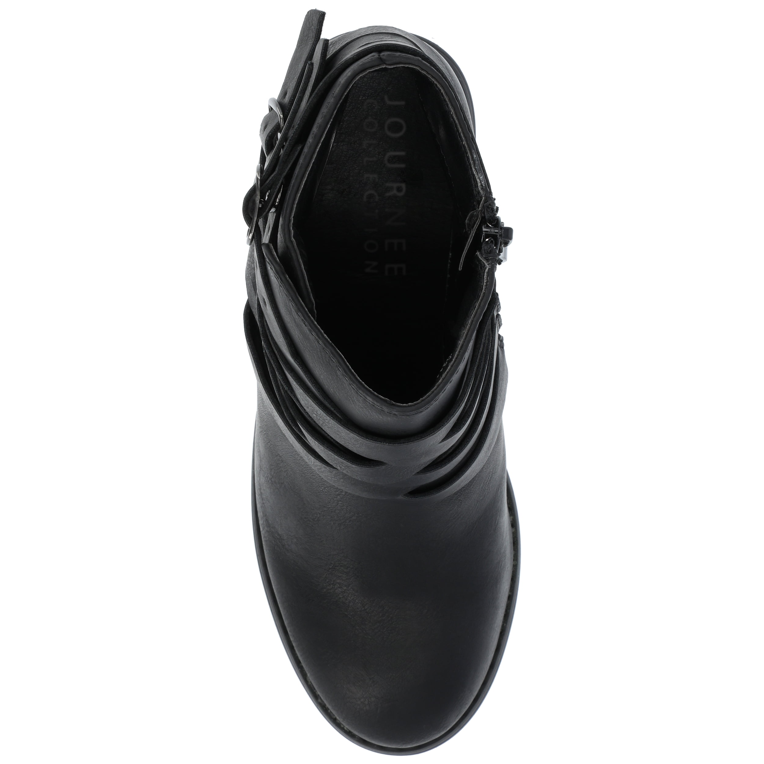 Journee Womens Strap Inside Zip Stacked Heel Booties, Widths Available