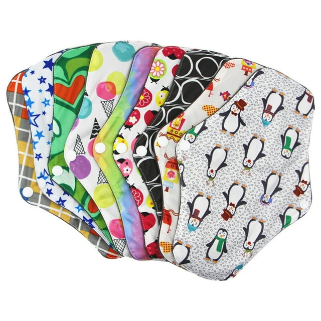 Flmtop Bamboo Charcoal Fiber Waterproof Menstrual Pad Women Sanitary Washable Reusable