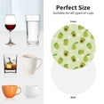 thumbnail image 6 of Honeii Avocado With Leaf And Flower print Leather Coaster Set of 4, ideal for safeguarding your furniture from drinks spills and effortless cleanup-Round Shape, 6 of 6