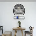 thumbnail image 2 of Arturesthome 1 Light Rattan Woven Pendant Fixture Shades Ceiling Light,Handmade Hanging Lamp for Cafe Bar Restaurant Black, 2 of 6