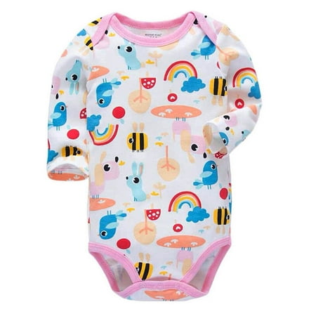 

DNDKILG Baby Toddler Girls Boy Cartoon One Piece Long Sleeve Bodysuits Multicolor 0-24M 90