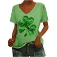 thumbnail image 3 of lcziwo Womens Funny St Patricks Day Shirts Loose Casual U Neck Irish Shirts Cute Shamrock Print Tshirts Cotton Comfy Basic Tee Tops Saint Costume 2025 Green M Lightening Sale, 3 of 5