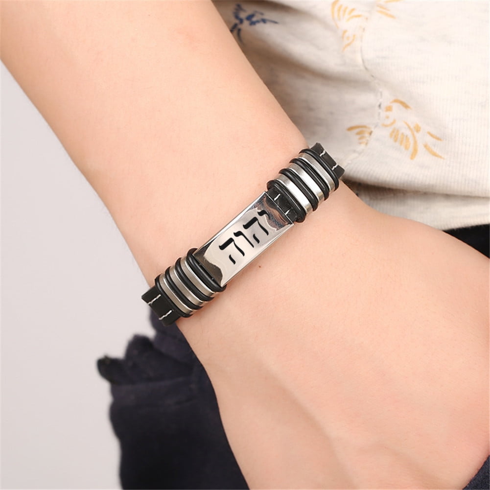 God bless you bracelet for men Hebrew prayer silver charm gray cord Jewish  gift | eBay