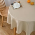 thumbnail image 1 of NLMUVW Linen Tablecloth for Round Table 48 Inch, Champagne Beige Table Cloth Textured Decorative Rustic Table Cover for Dining Kitchen Party, 1 of 12