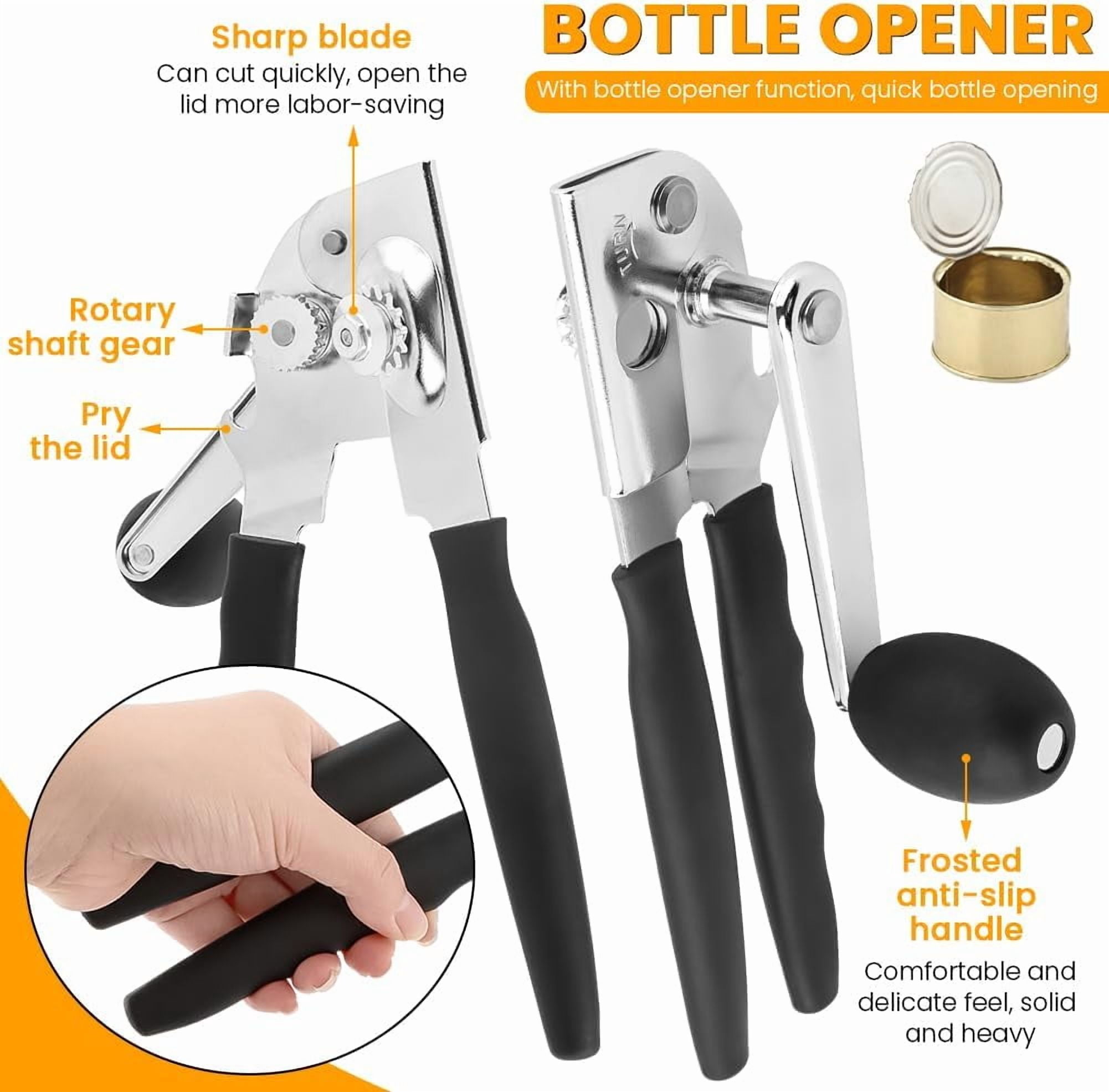 Commercial Can Opener, Handheld Opener Easy for Big Cans, Manual Heavy Duty Crank Jar Openers, Folding Hand Bottle Openers With Comfortable Long Handles Seniors(COLOR:Black)