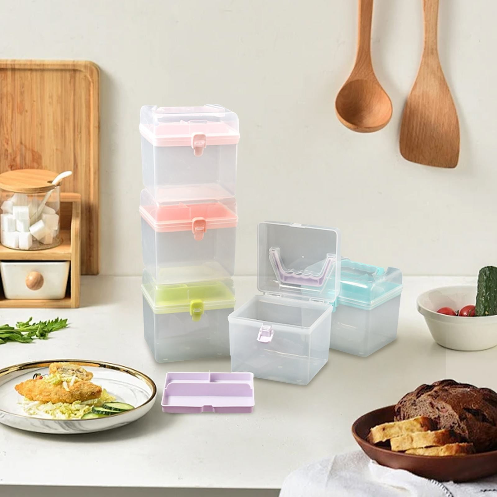 Plastic Craft Storage Containers with Removable Tray, Clear Plastic Storage Box with Lid & Handle, Easy Carry & Stack Small Storage Container, 1 Pcs, 6.29x5.51"