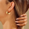 thumbnail image 5 of Gold Plated Hoop Earrings for Women Brass Earring Chunky Statement Jewelry, 5 of 13