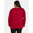 thumbnail image 3 of Terra & Sky Women’s Plus Mixed Rib Crewneck Sweater, Lightweight, Sizes 0X-5X, 3 of 5