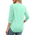 thumbnail image 5 of Lenpel Women's 3/4 Lace Sleeve Tops 2025 Trendy V Neck Solid Color Soft Casual T Shirts Tunic Loose Blouses, 5 of 7