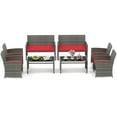 thumbnail image 2 of Costway 8 PCS Patio Conversation Set with Seat Cushions & Tempered Glass Tabletop, Outdoor Red, 2 of 10