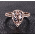 thumbnail image 2 of Perfect Bridal Set on Sale 2.25 Carat 8x5mm Pear Cut Morganite and Diamond Moissanite Bridal Set Bestselling Design with 18k Gold Plating, 2 of 3